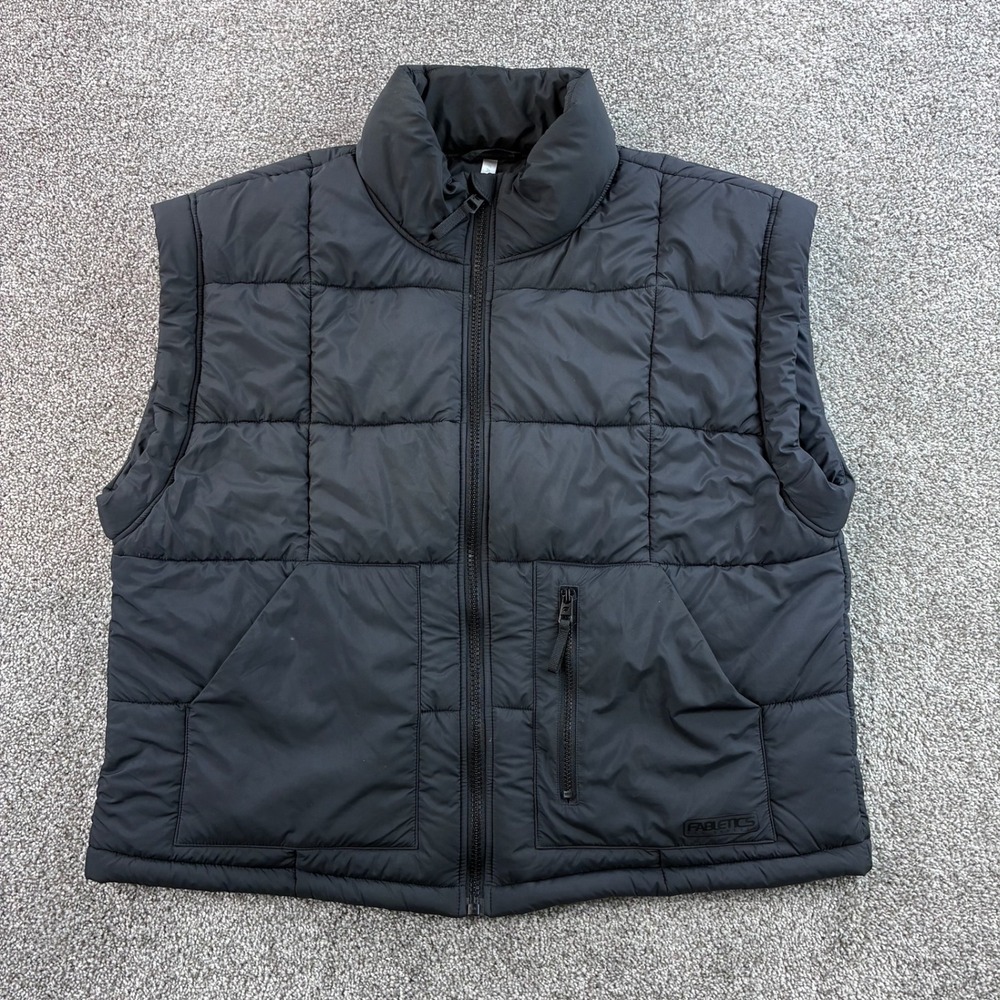 Fabletics Cloud 9 Oversized Puffer Vest Mens XL Black Quilted Zip Gorp JT2457730